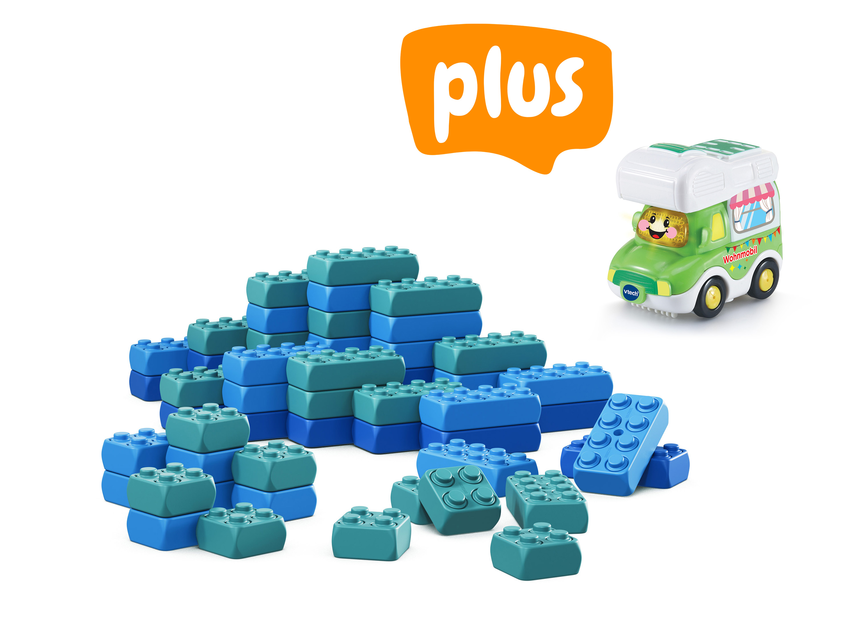 XS Playblock Spielbaustein Set Wasser mit Tut Tut Flitzer Wohnwagen