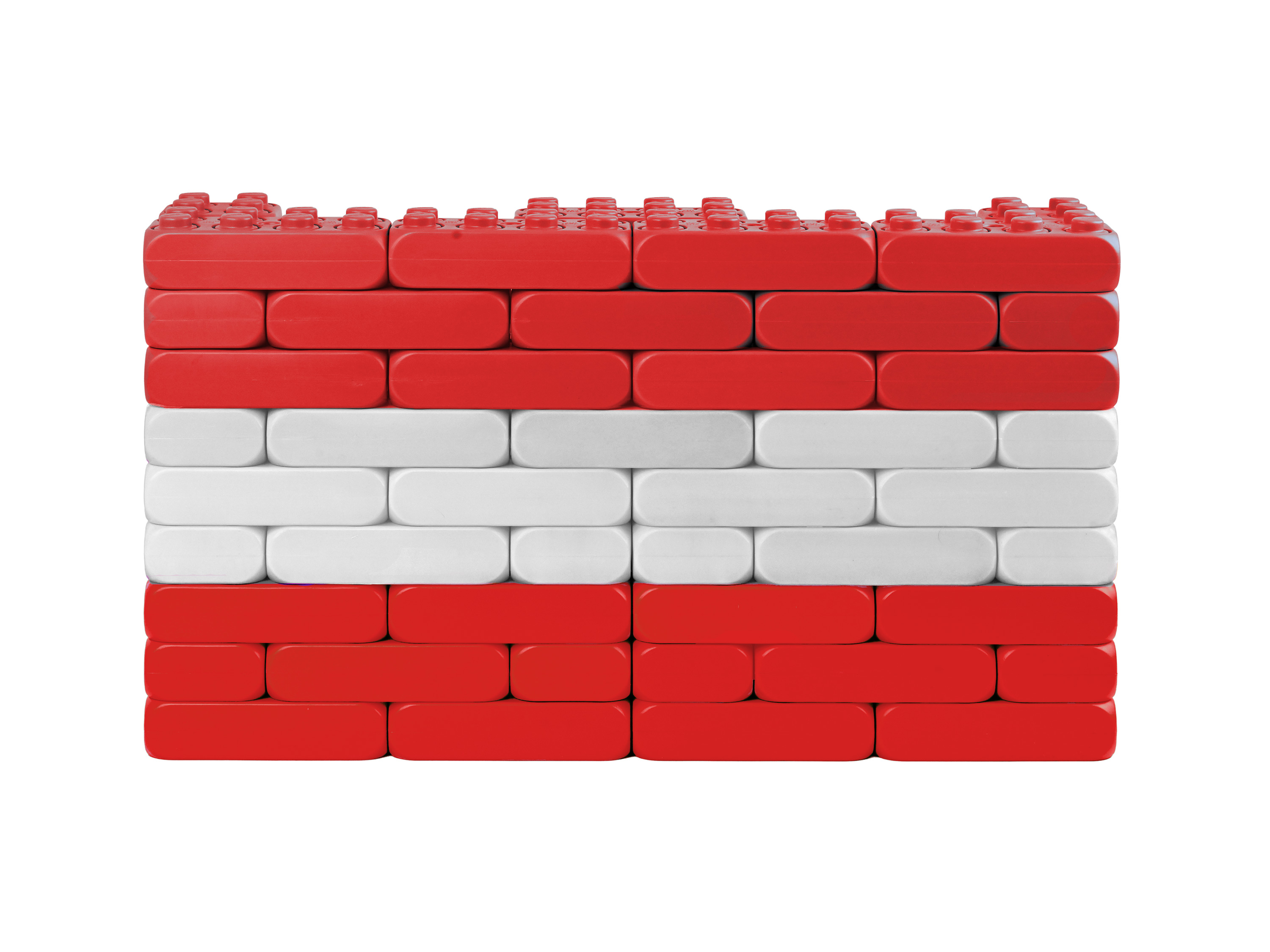 XXL_Funblocks Flaggen-Set_sterreich_Frontansicht XXL-Spielbausteine als Flaggen-Set Österreich mit roten und weißen Steinen