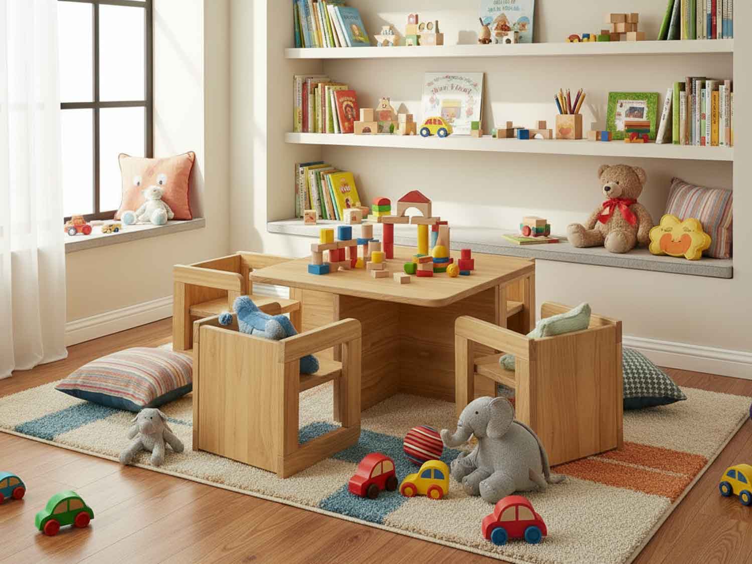 Kinderzimmer mit Kiri Sitzgruppe und viel Spielzeug