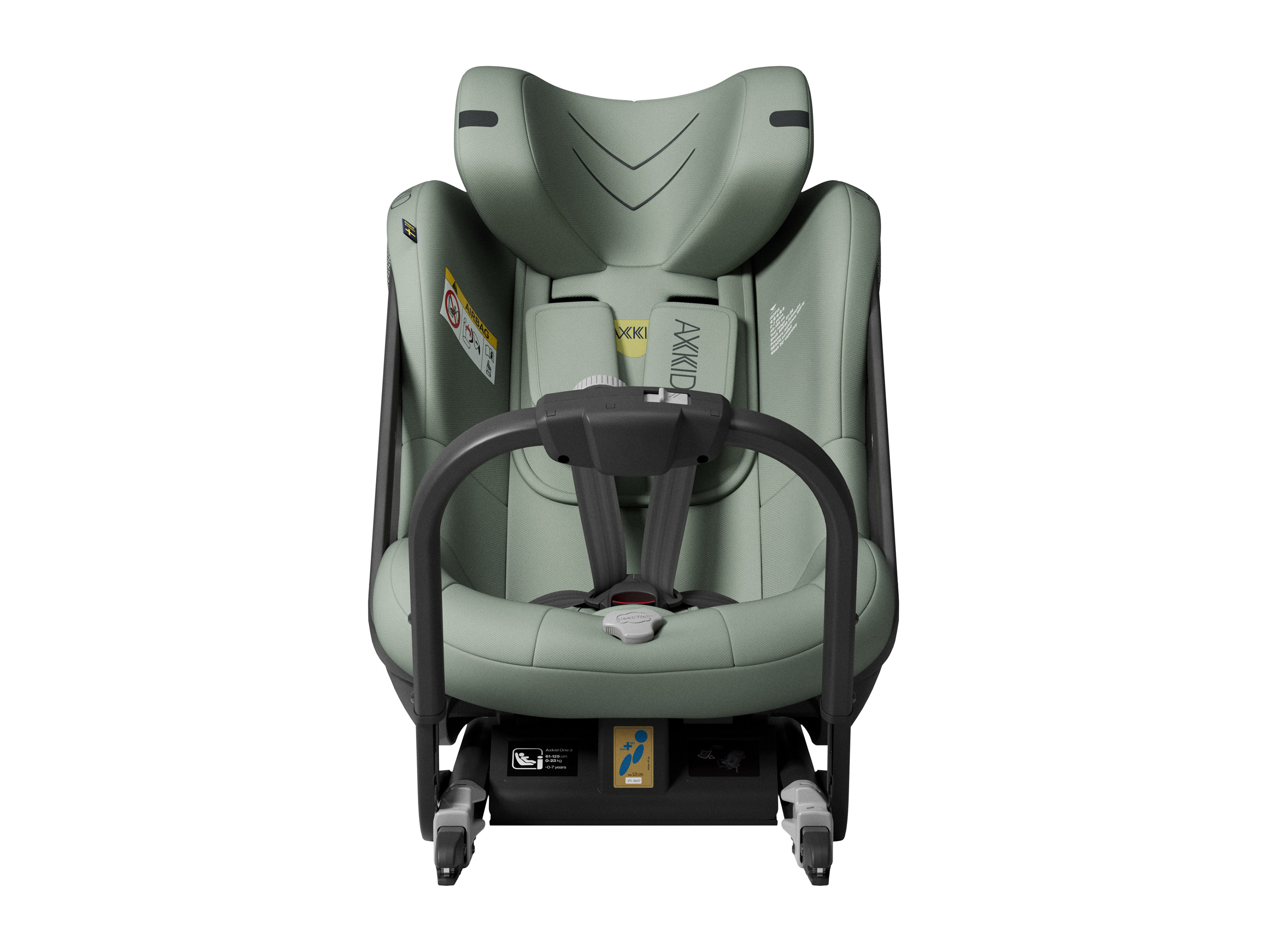 image Kindersitz One 3 in Nordic Bloom Green Frontansicht mit hoher Kopfstütze