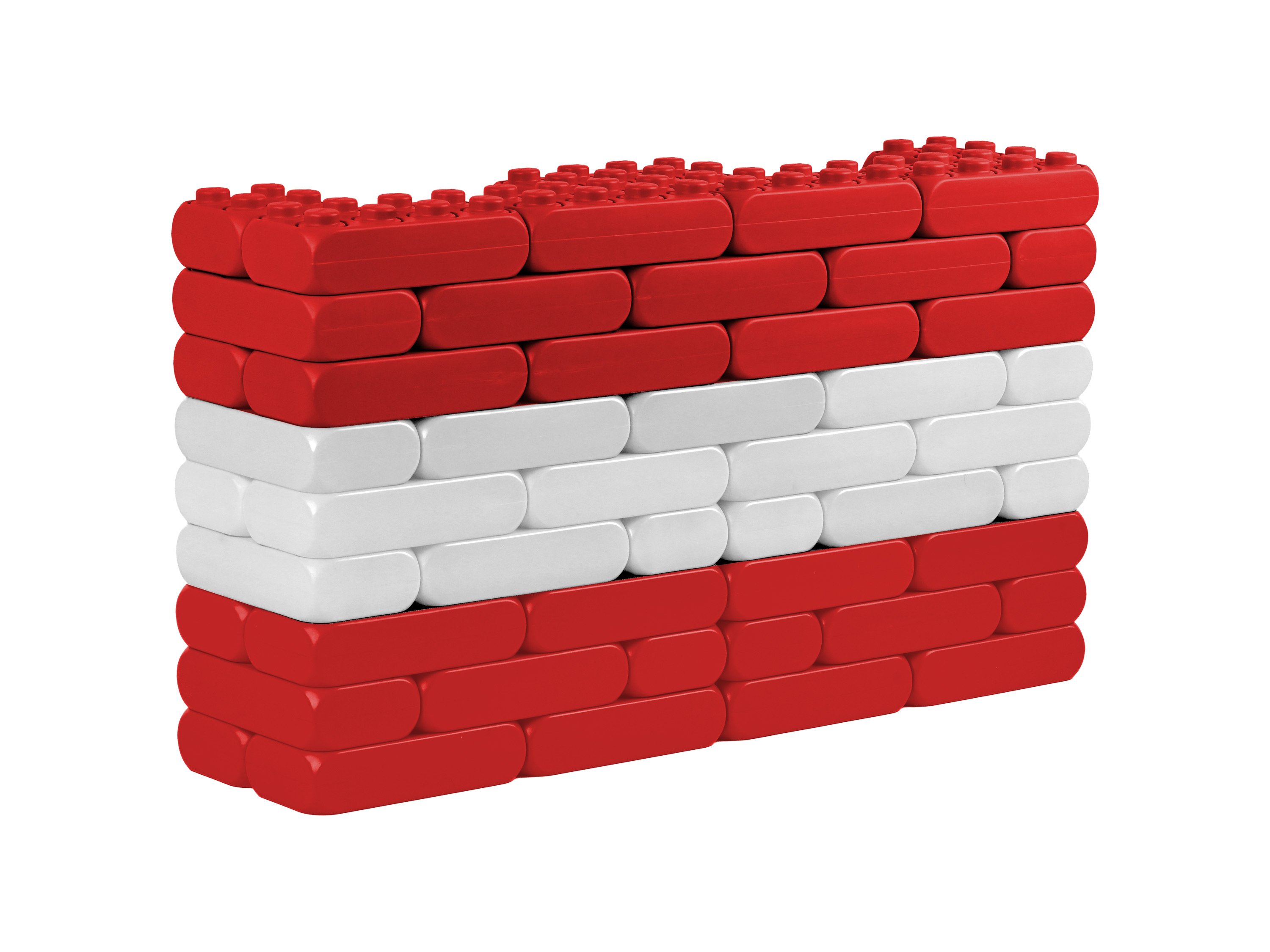 XXL-Spielbausteine als Österreich Flagge in Rot und Weiß
