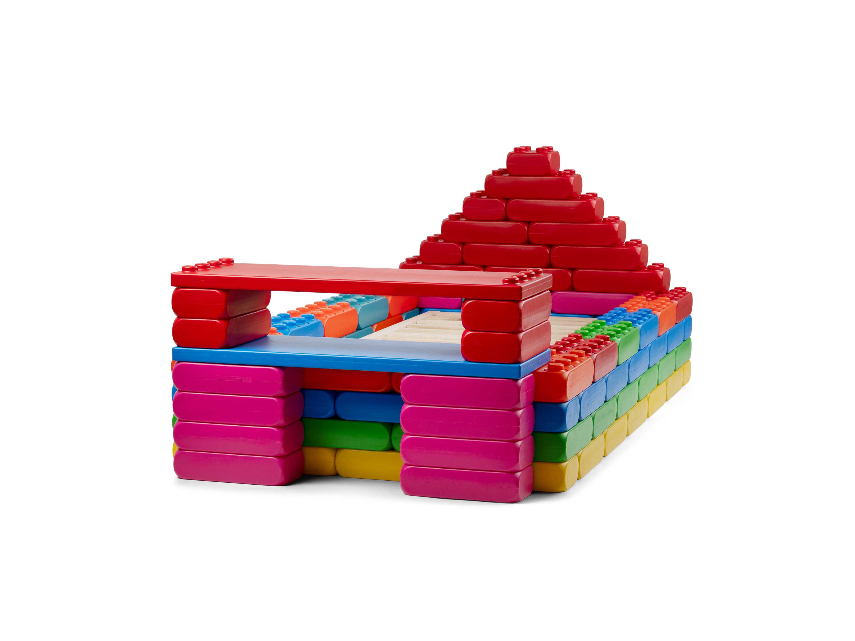 XXL-Funblocks Kinderbett aus Spielbausteinen Schrägansicht