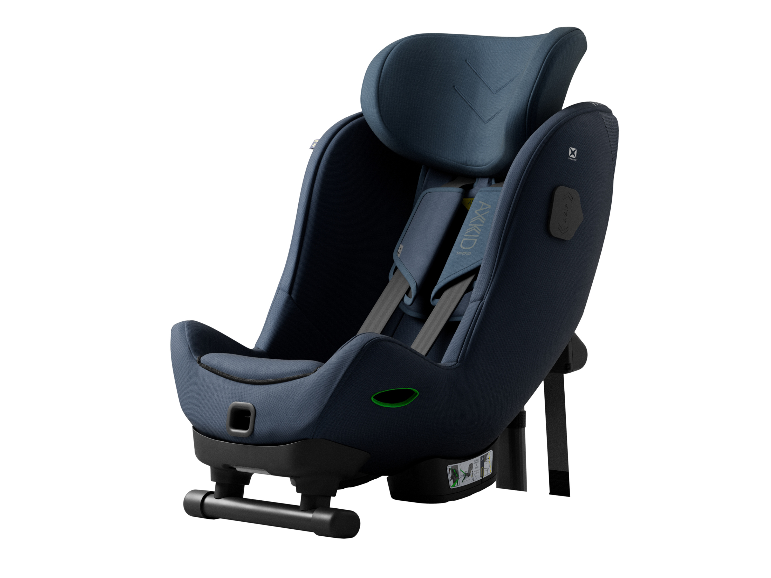 image Kindersitz Minikid 4 Max mit hoher Kopfstütze in Glacier Lake Blue Schrägansicht