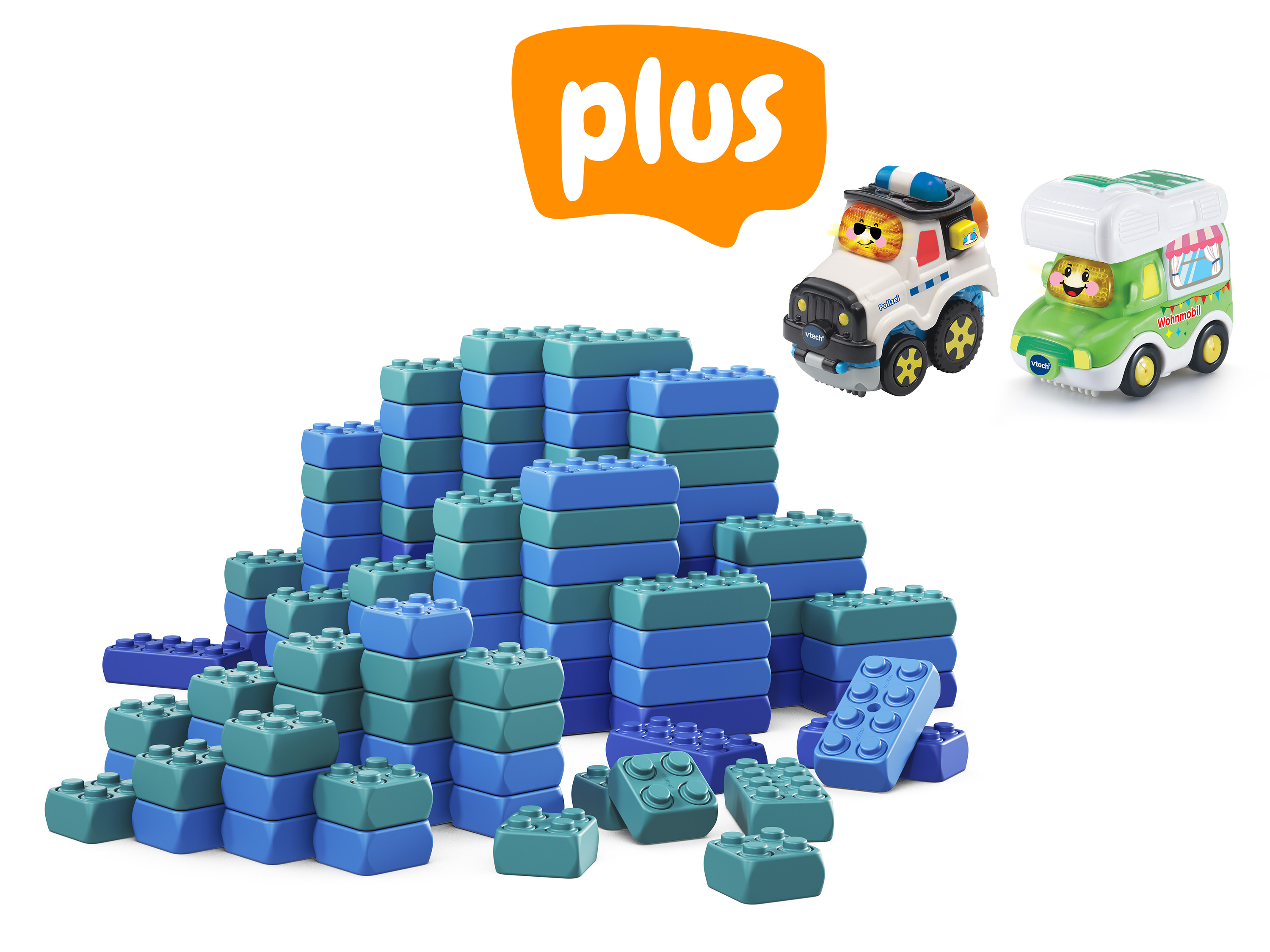 XS-Playblocks Edition Elements Wasser-Set groß + Vtech® Tut Tut Baby Flitzer Wohnmobil + Polizei Press & Go