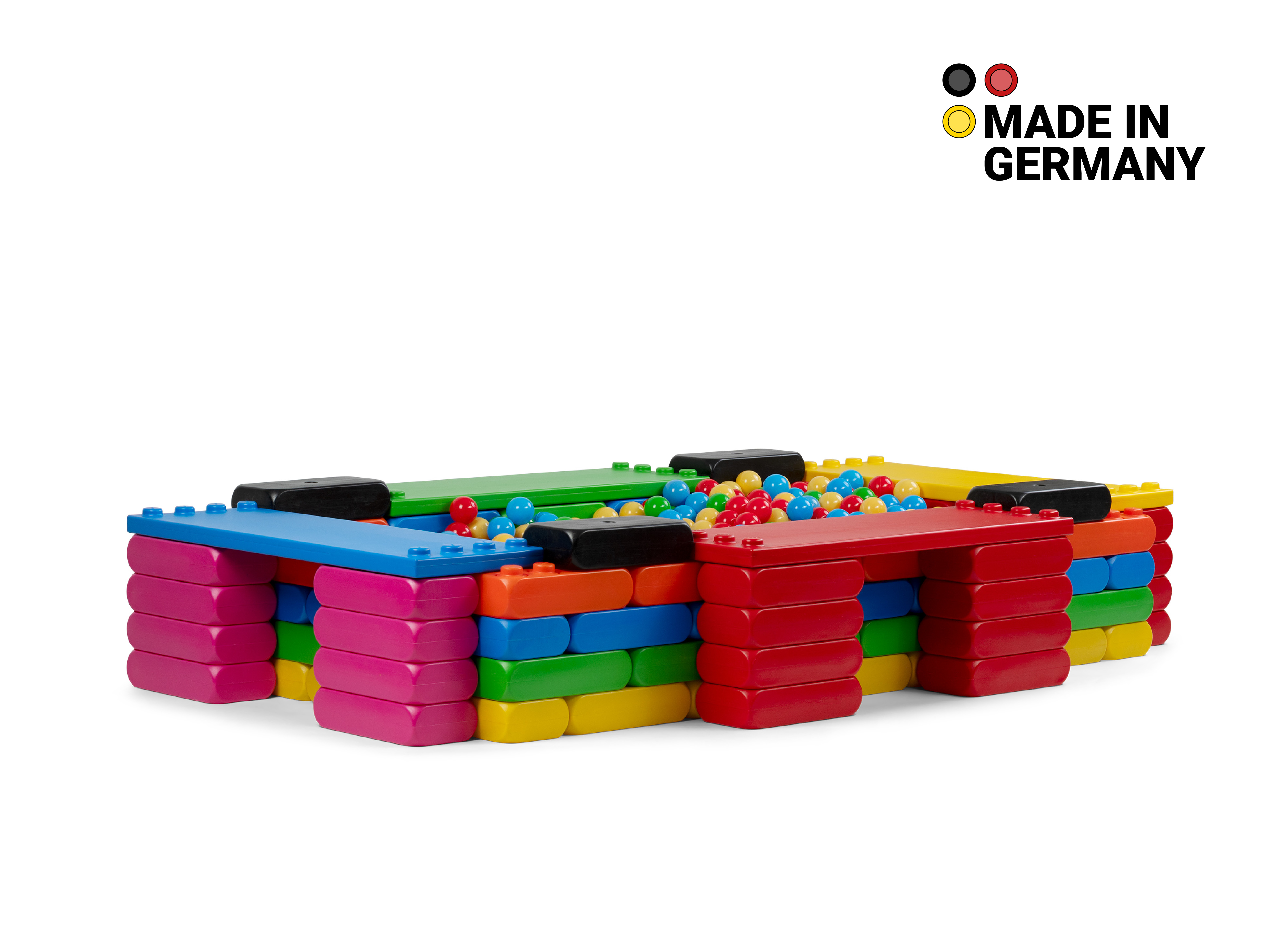 Bällebad Titelbild Spielbausteine mit Plastikbällen als Becken