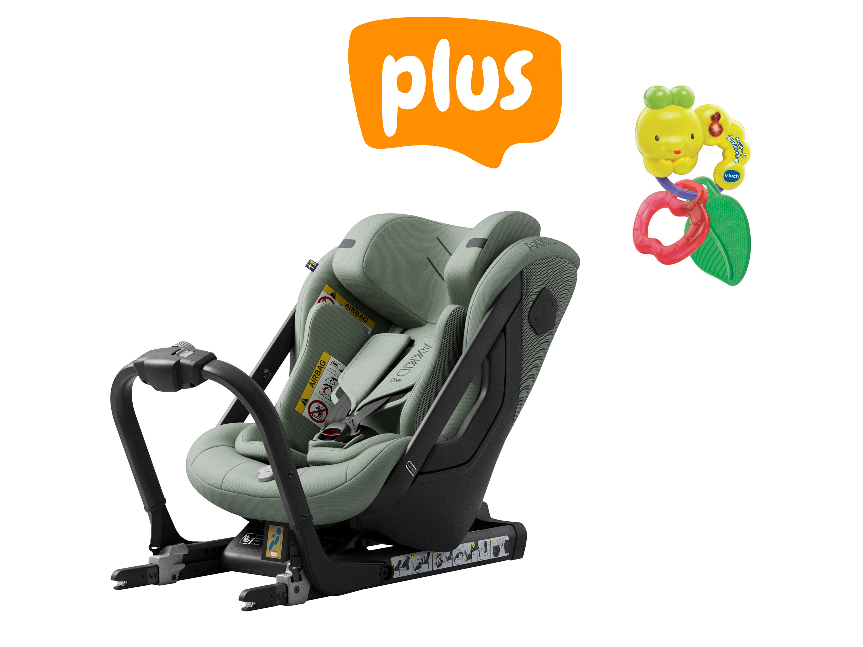 image Axkid Kindersitz One+ 3 in Nordic Bloom Green + Musik-Beißring