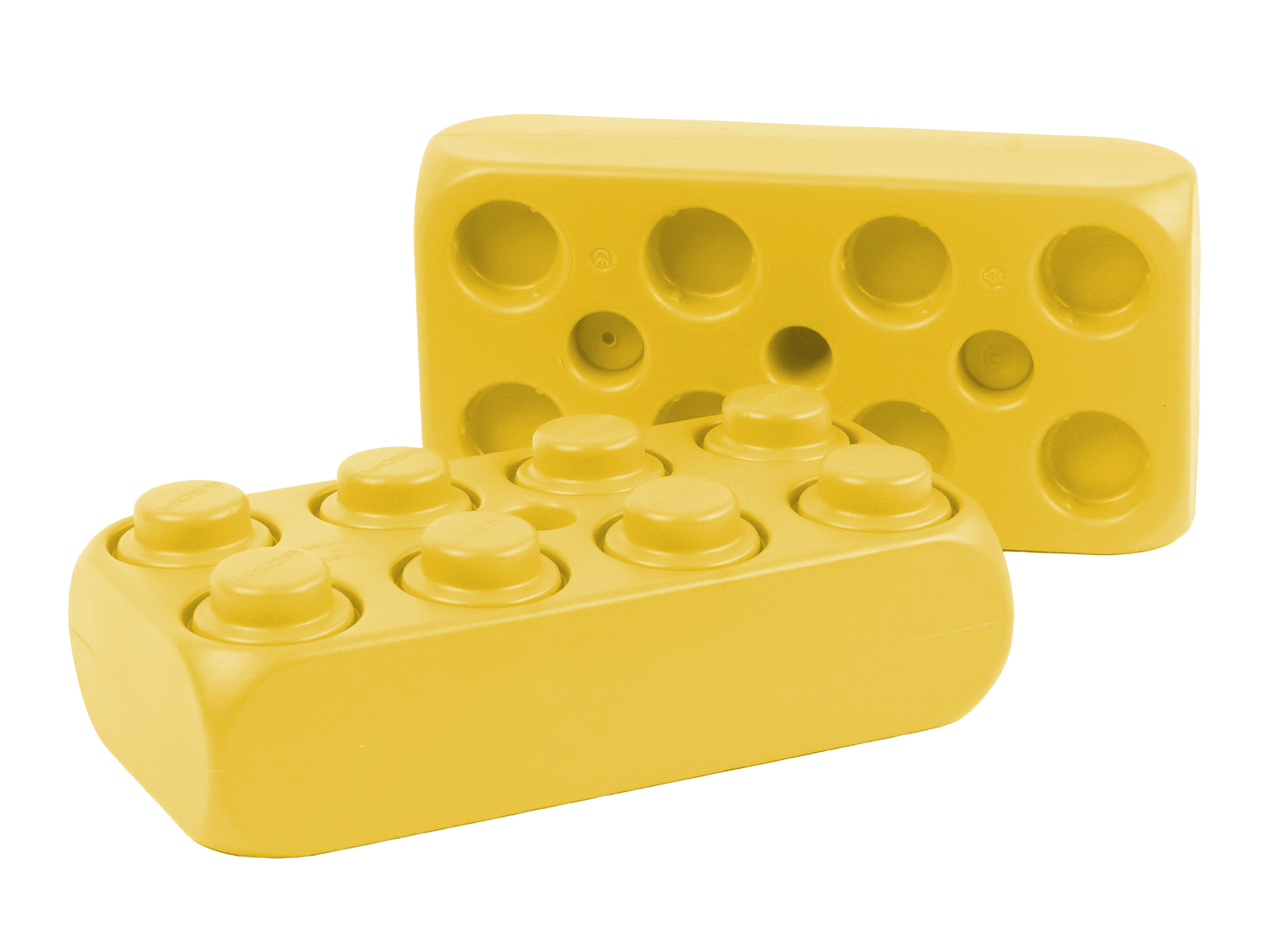 XXL Spielbaustein achter Vorder- und Rückansicht gelb